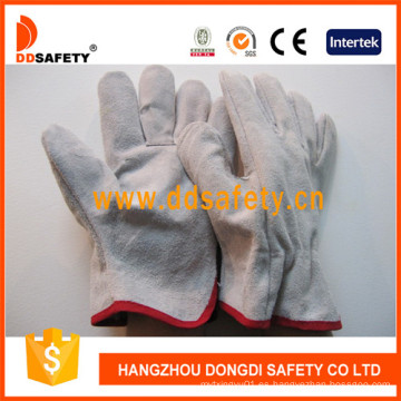 Guantes de seguridad de cuero de vaca Split de conductor de invierno Dld310